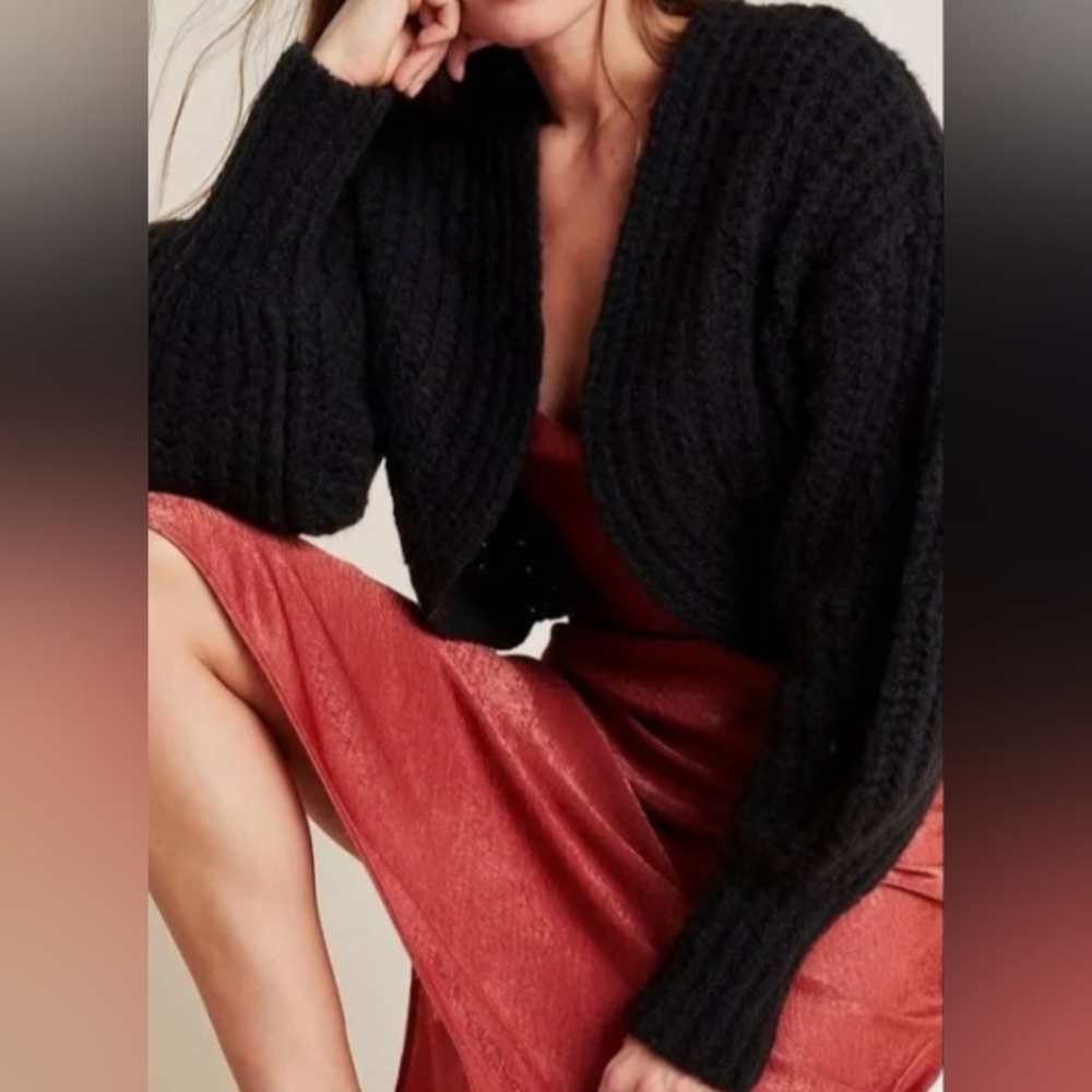 ANTHROPOLOGIE Alpaca Wool Shrug sweater womens XS petite - Picture 9 of 12